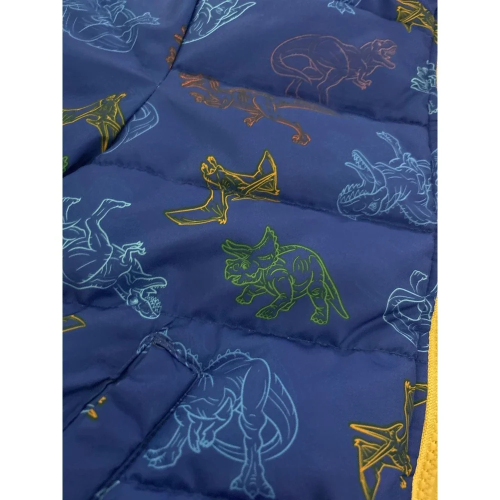 Jumping Beans Boys 3T Blue Dinosaur Print Fleece Lined Hooded Puffer Jacket Coat